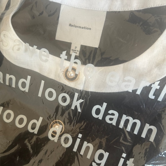 NWT Reformation Roxy Linen Two Piece Skort in Black White Contrast | size 2 - Picture 9 of 12